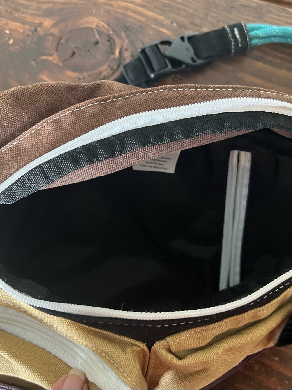 Kavu Tan and Purple Sling Bag with Black Accents - Picture 3 of 3
